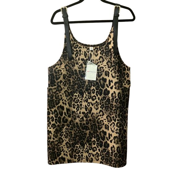 Hongzuichan belt strap overall leopard print mini dress - Picture 1 of 8